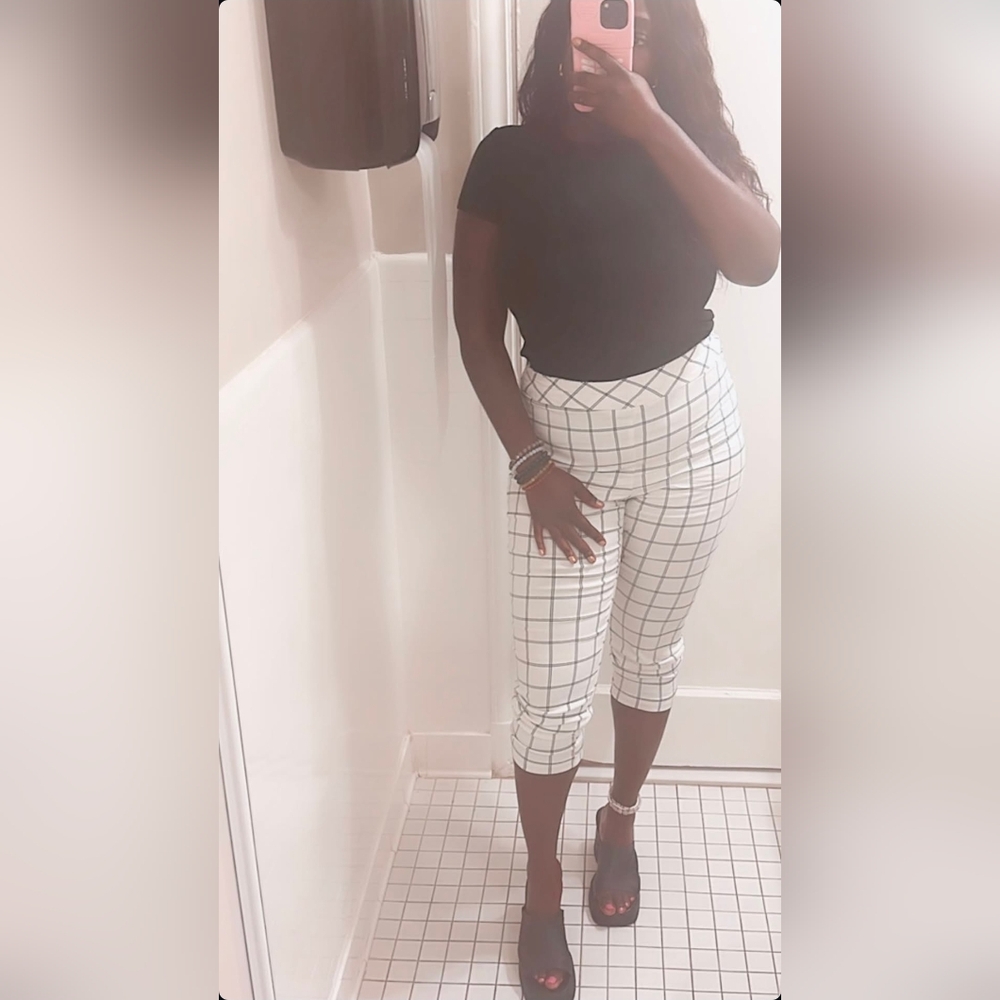 Cropped Black & White Pants